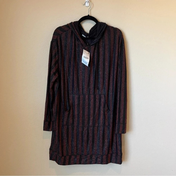 NWT Zara Stripes Metallic Hooded Pullover - Picture 1 of 5